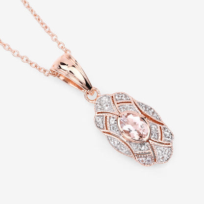0.52 Carat Genuine Morganite and White Topaz .925 Sterling Silver Pendant Bids.com