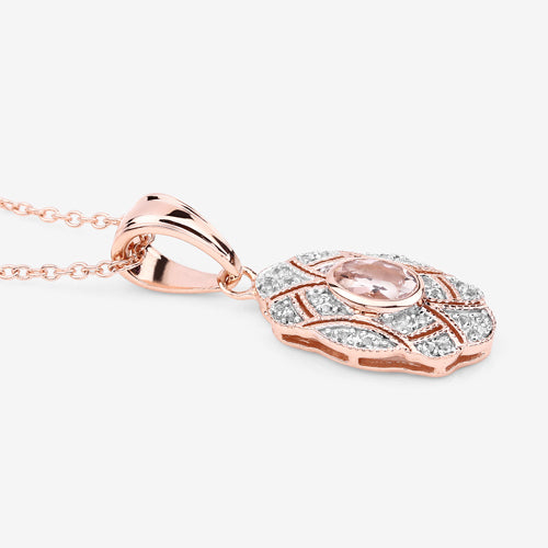 0.52 Carat Genuine Morganite and White Topaz .925 Sterling Silver Pendant Bids.com