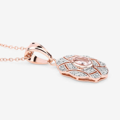 0.52 Carat Genuine Morganite and White Topaz .925 Sterling Silver Pendant Bids.com