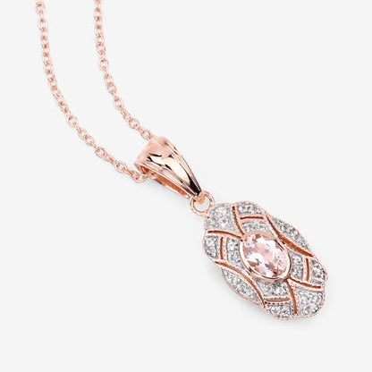 0.52 Carat Genuine Morganite and White Topaz .925 Sterling Silver Pendant Bids.com