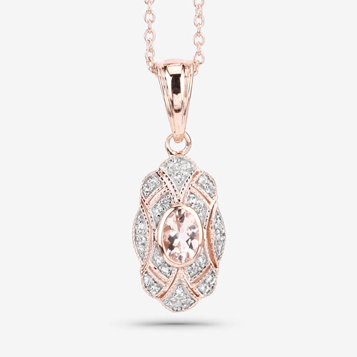 0.52 Carat Genuine Morganite and White Topaz .925 Sterling Silver Pendant Bids.com
