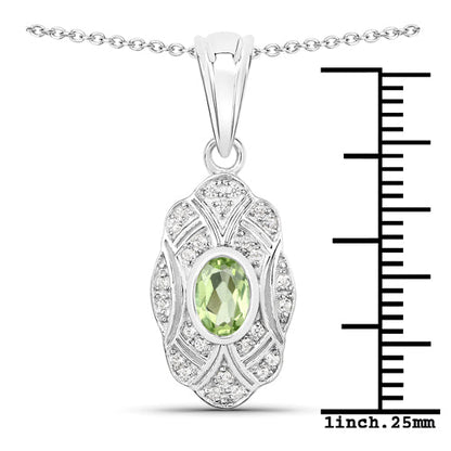 0.55 Carat Genuine Peridot and White Topaz .925 Sterling Silver Pendant Bids.com