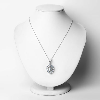 1.89 Carat Genuine Aquamarine and White Topaz .925 Sterling Silver Pendant Bids.com