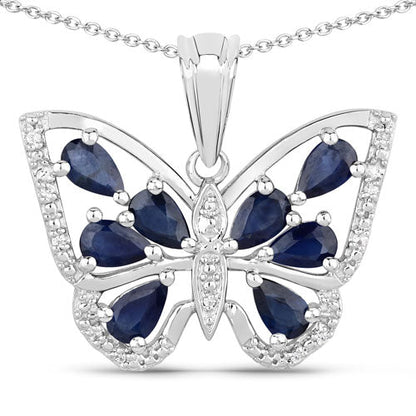 1.67 Carat Genuine Blue Sapphire and White Zircon .925 Sterling Silver Pendant Bids.com