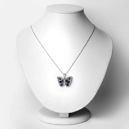 1.67 Carat Genuine Blue Sapphire and White Zircon .925 Sterling Silver Pendant Bids.com