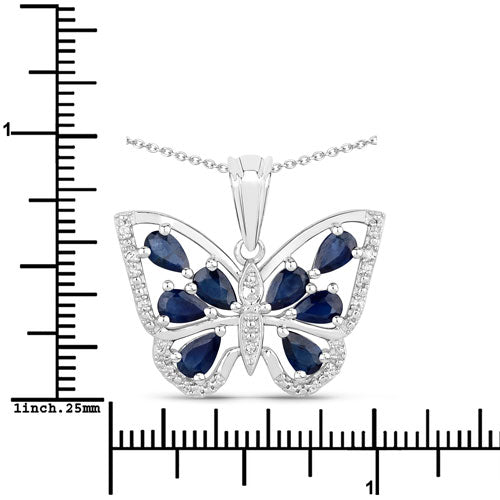 1.67 Carat Genuine Blue Sapphire and White Zircon .925 Sterling Silver Pendant Bids.com