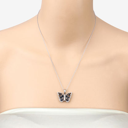 1.67 Carat Genuine Blue Sapphire and White Zircon .925 Sterling Silver Pendant Bids.com