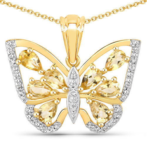 1.81 Carat Genuine Citrine and White Topaz .925 Sterling Silver Pendant Bids.com