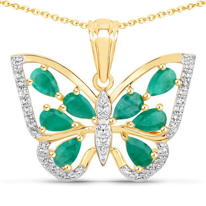 1.91 Carat Genuine Emerald and White Zircon .925 Sterling Silver Pendant Bids.com