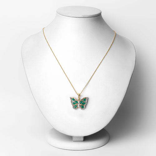 1.91 Carat Genuine Emerald and White Zircon .925 Sterling Silver Pendant Bids.com