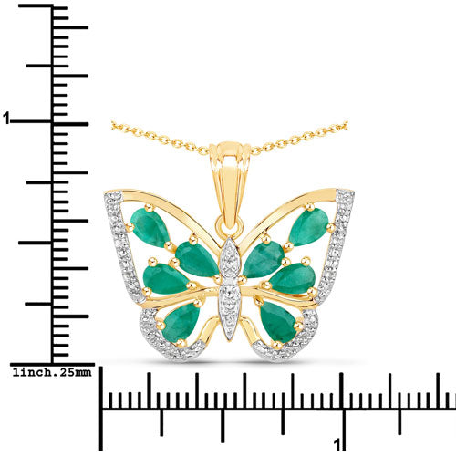 1.91 Carat Genuine Emerald and White Zircon .925 Sterling Silver Pendant Bids.com
