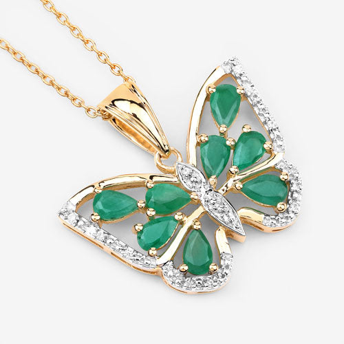 1.91 Carat Genuine Emerald and White Zircon .925 Sterling Silver Pendant Bids.com