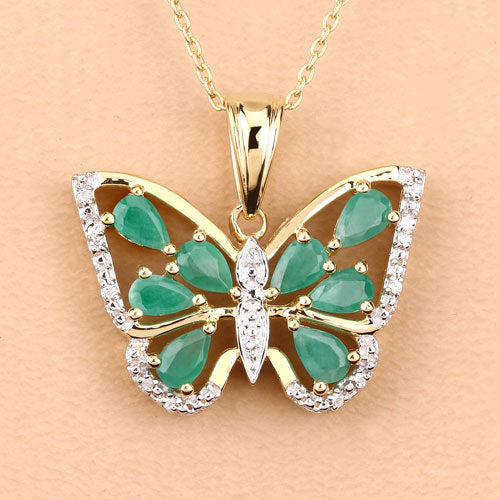 1.91 Carat Genuine Emerald and White Zircon .925 Sterling Silver Pendant Bids.com