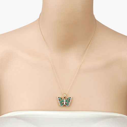 1.91 Carat Genuine Emerald and White Zircon .925 Sterling Silver Pendant Bids.com