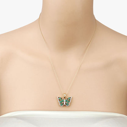 1.91 Carat Genuine Emerald and White Zircon .925 Sterling Silver Pendant Bids.com