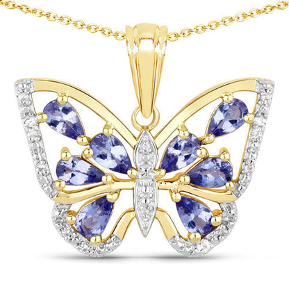 1.75 Carat Genuine Tanzanite and White Zircon .925 Sterling Silver Pendant Bids.com