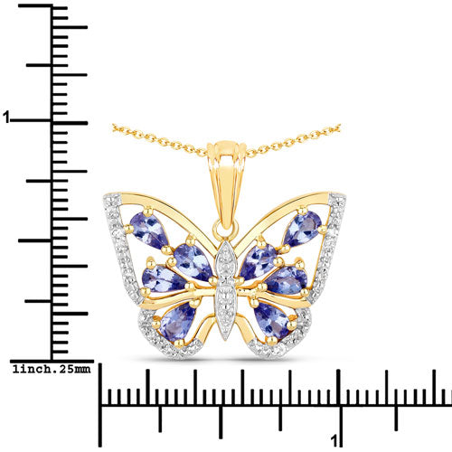 1.75 Carat Genuine Tanzanite and White Zircon .925 Sterling Silver Pendant Bids.com