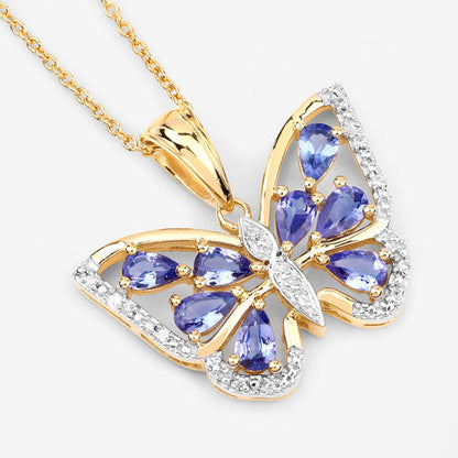 1.75 Carat Genuine Tanzanite and White Zircon .925 Sterling Silver Pendant Bids.com