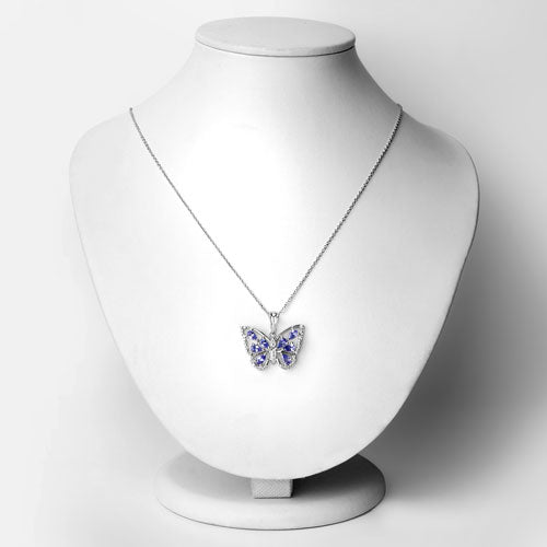 1.75 Carat Genuine Tanzanite and White Zircon .925 Sterling Silver Pendant Bids.com