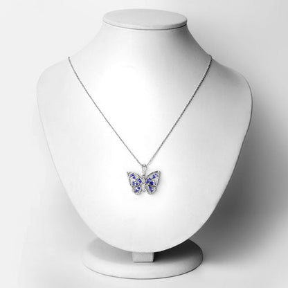 1.75 Carat Genuine Tanzanite and White Zircon .925 Sterling Silver Pendant Bids.com