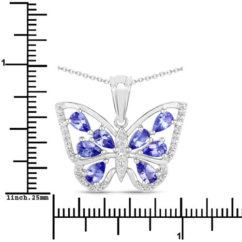 1.75 Carat Genuine Tanzanite and White Zircon .925 Sterling Silver Pendant Bids.com
