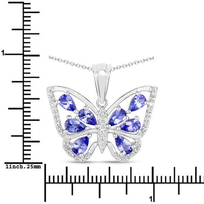 1.75 Carat Genuine Tanzanite and White Zircon .925 Sterling Silver Pendant Bids.com