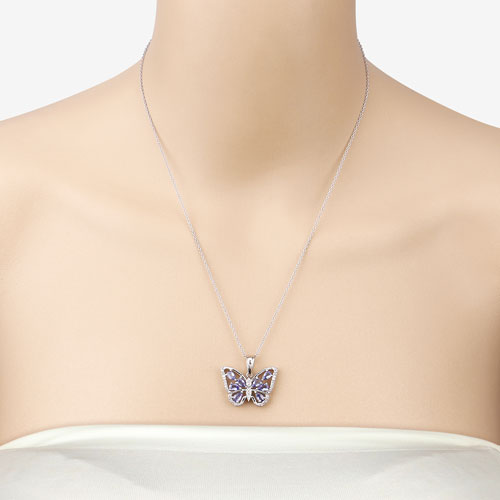 1.75 Carat Genuine Tanzanite and White Zircon .925 Sterling Silver Pendant Bids.com