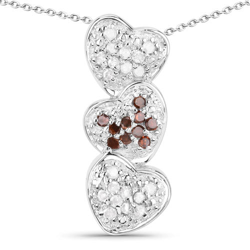 0.45 Carat Genuine Red Diamond and White Diamond .925 Sterling Silver Pendant Bids.com