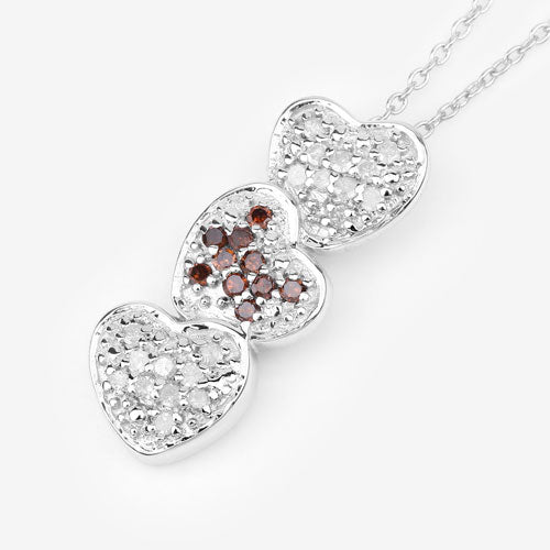 0.45 Carat Genuine Red Diamond and White Diamond .925 Sterling Silver Pendant Bids.com