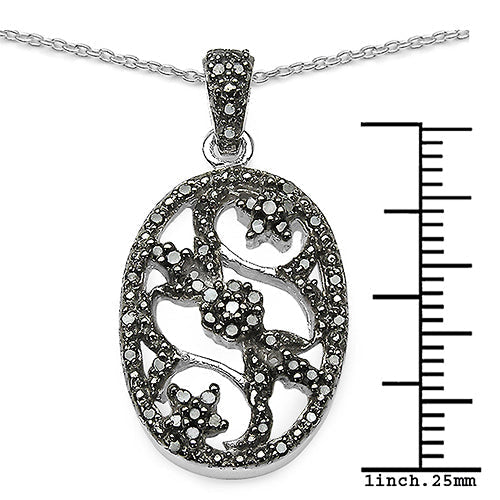 0.28 Carat Genuine Black Diamond .925 Sterling Silver Pandent Bids.com