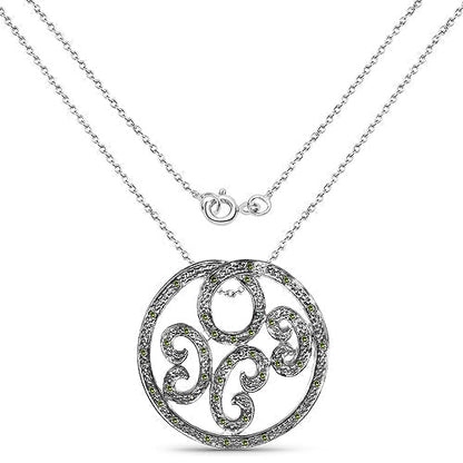 0.22 Carat Genuine Green Diamond .925 Sterling Silver Pendant Bids.com