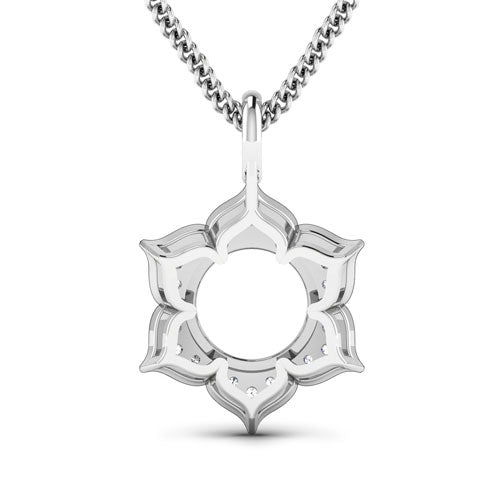 0.14 Carat Genuine White Diamond 14K White Gold Semi Mount Pendant - holds 8.00mm Round Gemstone Bids.com