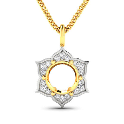 0.14 Carat Genuine White Diamond 14K Yellow Gold Semi Mount Pendant - holds 8.00mm Round Gemstone Bids.com