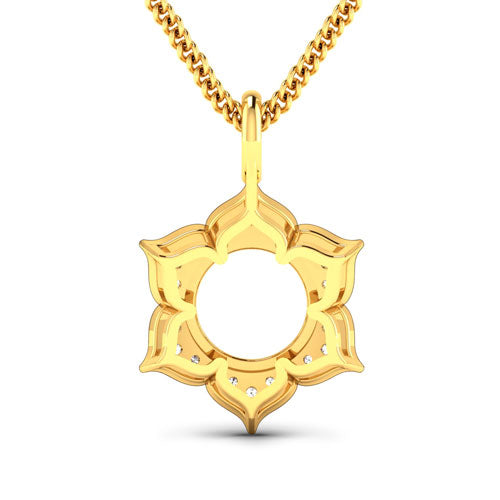 0.14 Carat Genuine White Diamond 14K Yellow Gold Semi Mount Pendant - holds 8.00mm Round Gemstone Bids.com
