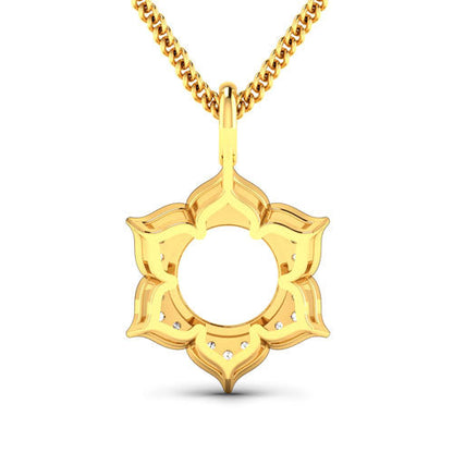 0.14 Carat Genuine White Diamond 14K Yellow Gold Semi Mount Pendant - holds 8.00mm Round Gemstone Bids.com