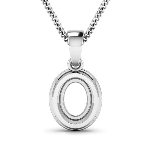0.18 Carat Genuine White Diamond 14K White Gold Semi Mount Pendant - holds 8x6mm Oval Gemstone Bids.com