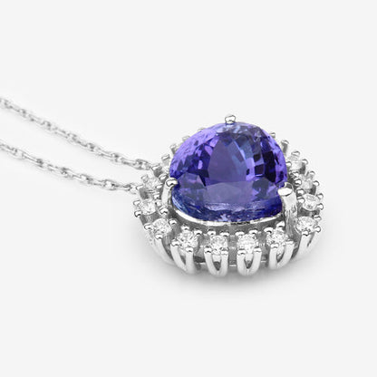 3.25 Carat Genuine Tanzanite and White Diamond 14K White Gold Pendant Bids.com