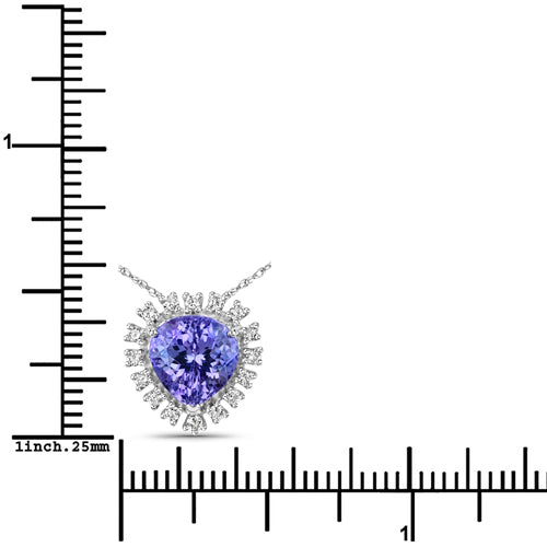 3.25 Carat Genuine Tanzanite and White Diamond 14K White Gold Pendant Bids.com