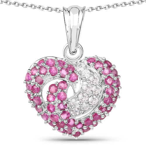 2.65 Carat Genuine Ruby and White Sapphire .925 Sterling Silver Pendant Bids.com