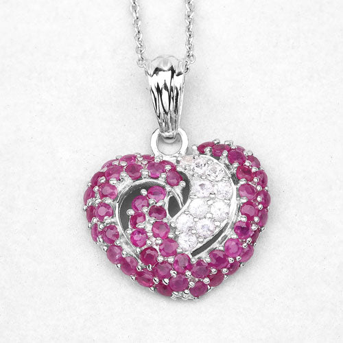 2.65 Carat Genuine Ruby and White Sapphire .925 Sterling Silver Pendant Bids.com