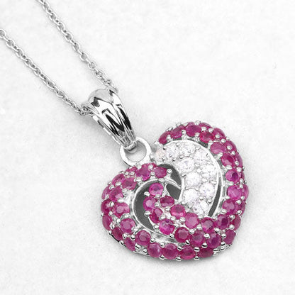 2.65 Carat Genuine Ruby and White Sapphire .925 Sterling Silver Pendant Bids.com
