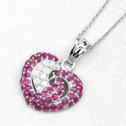 2.65 Carat Genuine Ruby and White Sapphire .925 Sterling Silver Pendant Bids.com