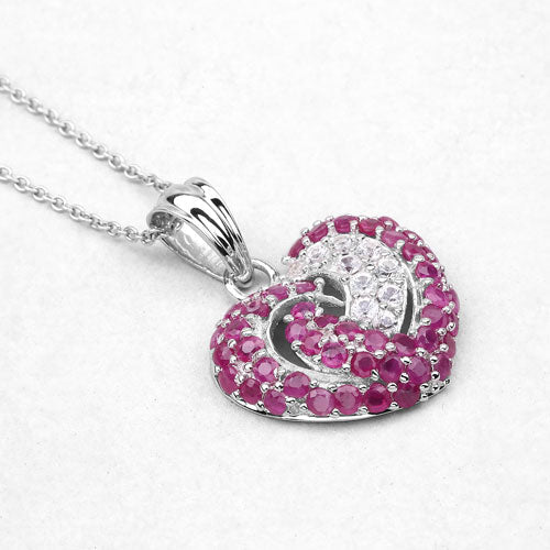 2.65 Carat Genuine Ruby and White Sapphire .925 Sterling Silver Pendant Bids.com