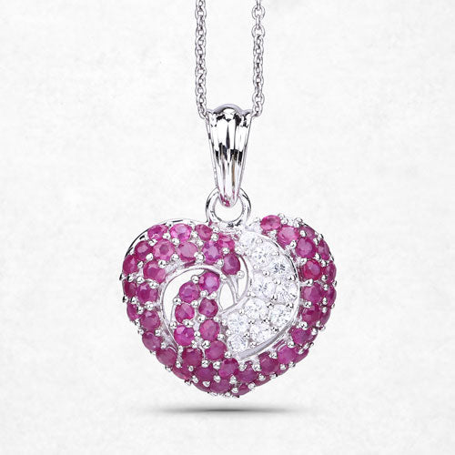 2.65 Carat Genuine Ruby and White Sapphire .925 Sterling Silver Pendant Bids.com