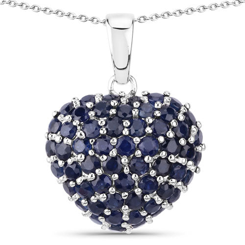7.26 Carat Genuine Blue Sapphire .925 Sterling Silver Pendant Bids.com