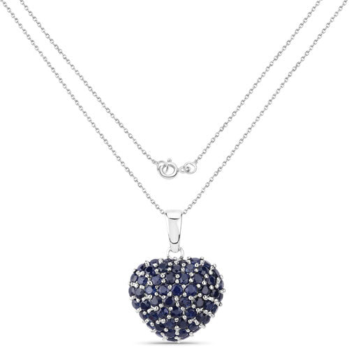 7.26 Carat Genuine Blue Sapphire .925 Sterling Silver Pendant Bids.com