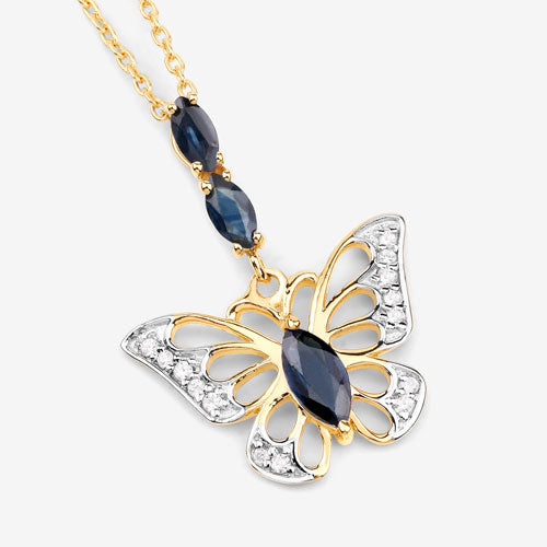 0.92 Carat Genuine Blue Sapphire and White Zircon .925 Sterling Silver Pendant Bids.com