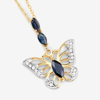 0.92 Carat Genuine Blue Sapphire and White Zircon .925 Sterling Silver Pendant Bids.com