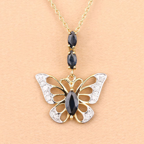 0.92 Carat Genuine Blue Sapphire and White Zircon .925 Sterling Silver Pendant Bids.com