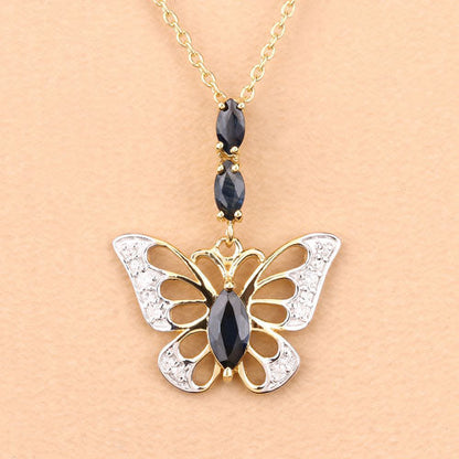 0.92 Carat Genuine Blue Sapphire and White Zircon .925 Sterling Silver Pendant Bids.com